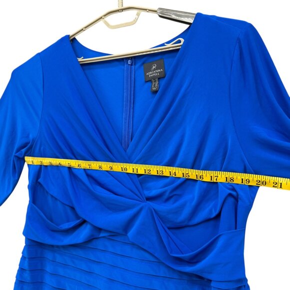 Adrianna Papell Banded Cocktail Dress Cool Cobalt Blue 3/4 Sleeve Sheath Sz 16W - Picture 13 of 14